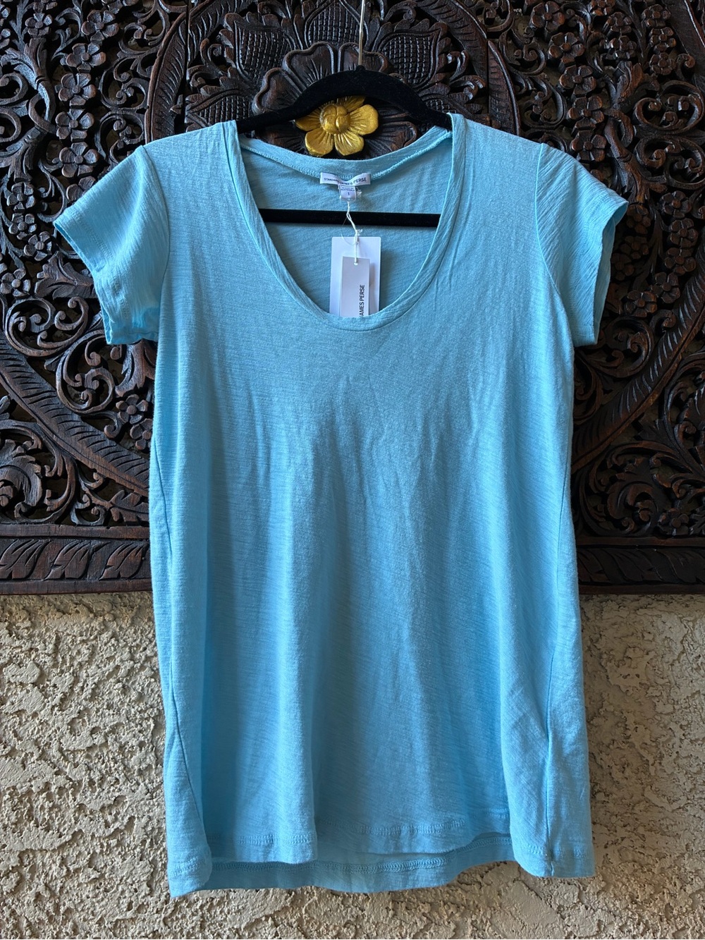 James Perse Turquoise Aqua Scoop Neck Tee